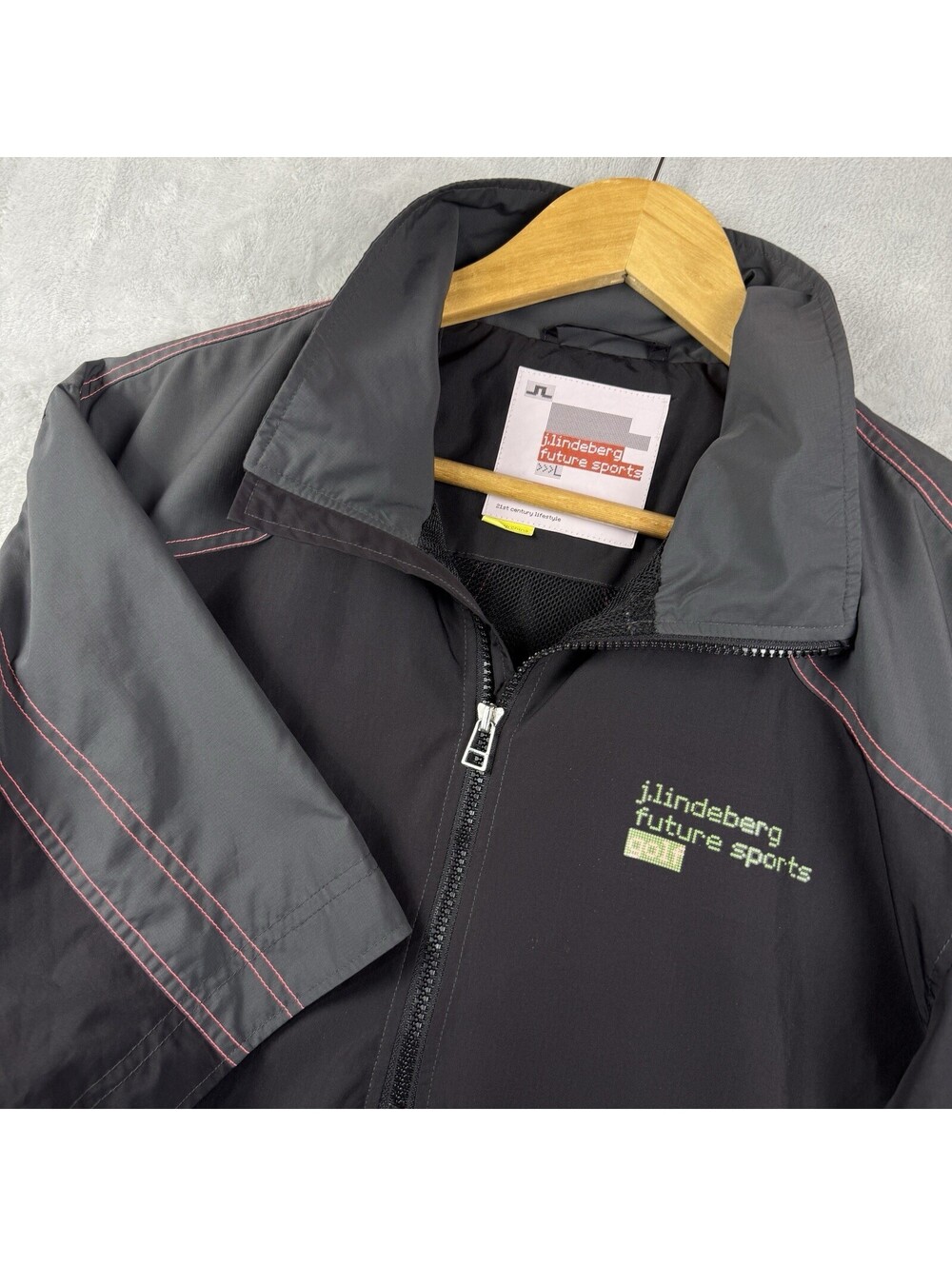 J.Lindeberg Future Sports Golf Men Sz L Short Sleeve 1/4 Zip Jacket Windbreaker